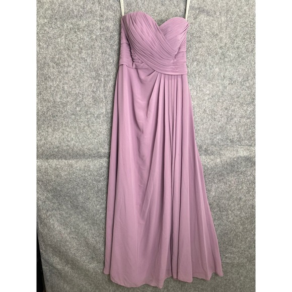 Azazie Lavender Strapless Chiffon Gown Sweetheart Bodice Bridesmaid 4 -‎ 6 - Picture 1 of 12